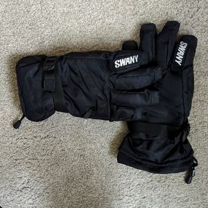 Swany Men's Small SX-85 X-Over Gloves Black Cold Weather Winter Ski Snowboard